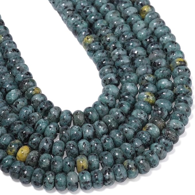 Songxi 5x8mm Natural Grey Sesame Jasper Stone Rondelle Beads, Gemstone - Image 7