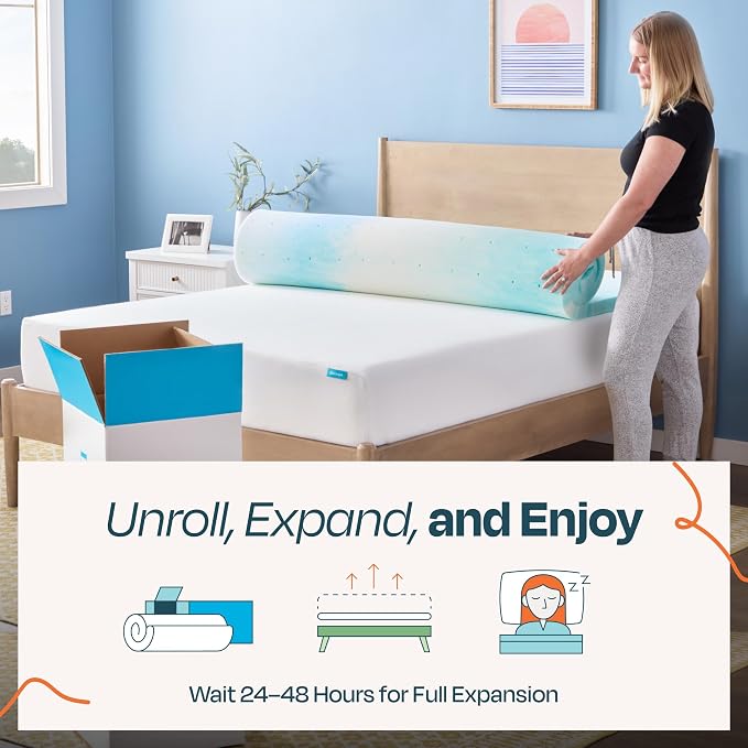 Linenspa 2 Inch Swirl Gel Memory Foam Mattress Topper, Queen Size – Cooling Gel - Image 5