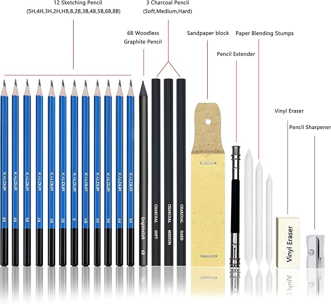 KALOUR Premium 144 Drawing Pencil Set, including 120 Colored Pencils and 24 - Image 6