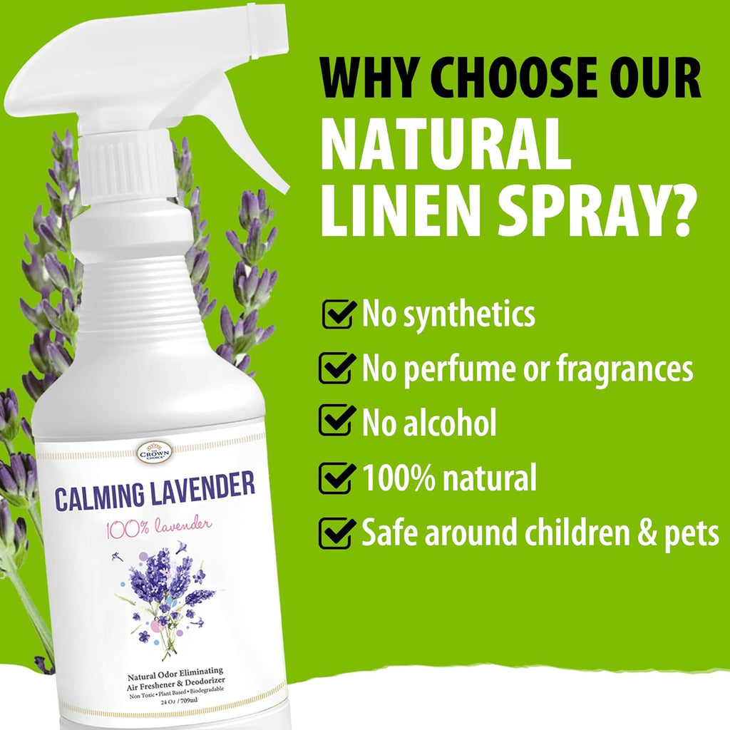 Natural Lavender Linen Spray (24oz) - Linen, Sleep Spray, Room Spray - Quality Lavender Oil Essential Oil Odor Eliminator, Deep Sleep Pillow Mist, Linen Spray for Bed, Sheet, Pillows, Aromatherapy
