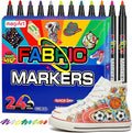 24 Colors Fabric Markers Permanent – Waterproof Non-Bleeding Fabric Pen Set by peamirmy