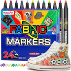 24 Colors Fabric Markers Permanent – Waterproof Non-Bleeding Fabric Pen Set by peamirmy