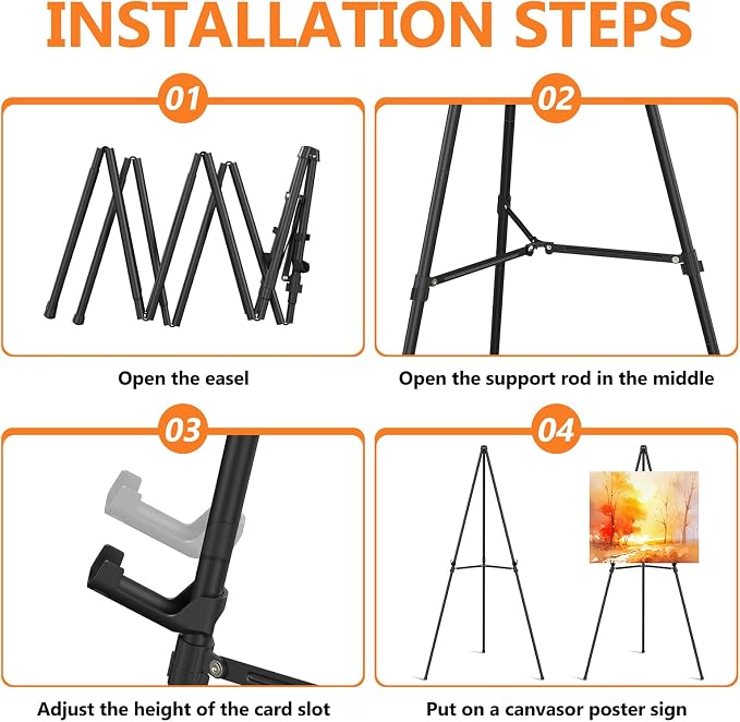 Easel Stand for Sign Portable, Adjustable Metal Easels for Display, Wedding - Image 4