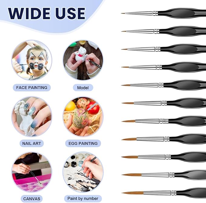 11 Pcs Detail Paint Brushes - Image 3
