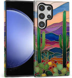 for Samsung Galaxy S24 Ultra Case, Stained Glass Cactus Pattern Glossy 2 in 1 - Image 2