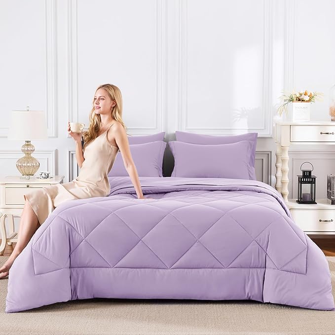 CozyLux King Size Comforter Set Light Purple - Image 7