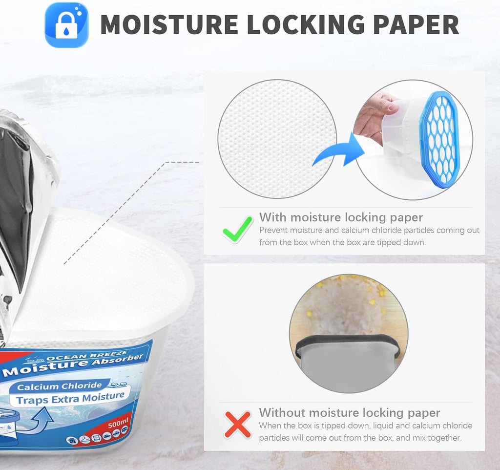 Vacplus Moisture Absorbers 6 Pack, 10.5 Oz Portable Humidity Absorber Boxes for Your Bathroom, Closet & Car, Dehumidifier with Ocean Fragrance, Light Blue