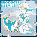 RattanView 24 Pcs Summer Shark Crafts Color Your Own Keychains DIY Craft Wooden - Image 3