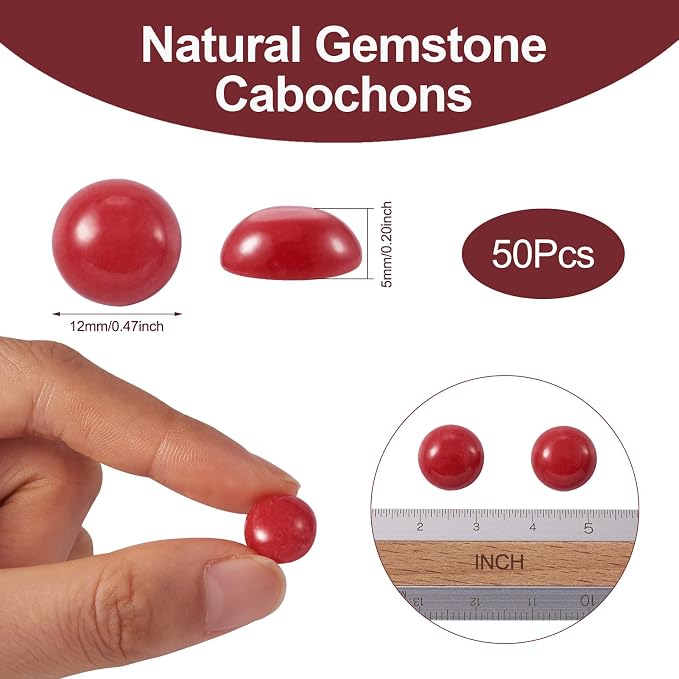 FASHEWELRY 50Pcs Natural White Jade Cabochons Flat Back Gemstone Cabochons 12mm - Image 5