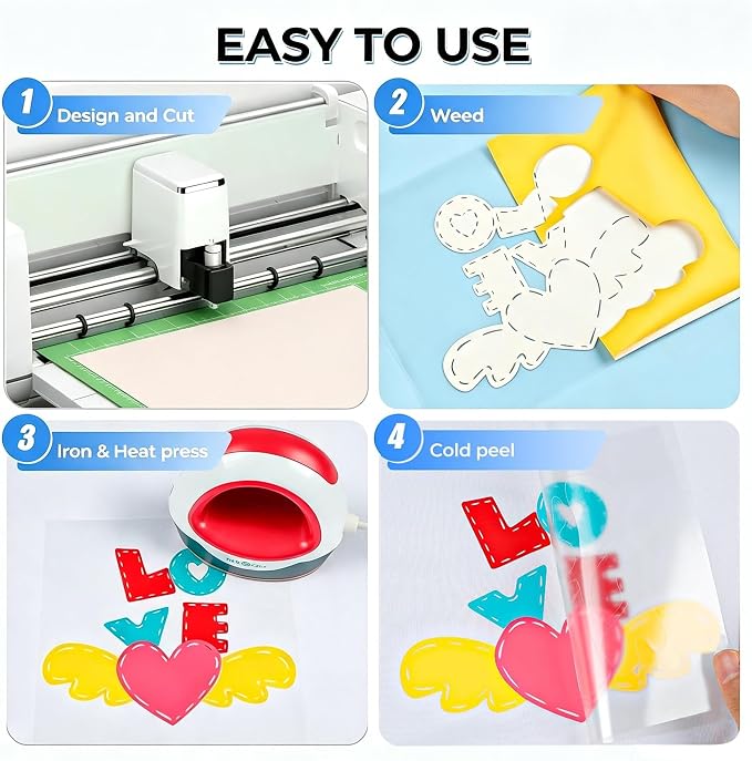 HTVRONT Heat Transfer Vinyl Roll -12" x 4FT White HTV Vinyl - Image 5