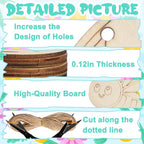 80PCS Unfinished Ornament Wood Crafts, Painting Blank Wooden Cutouts | DIY 10 - Image 3