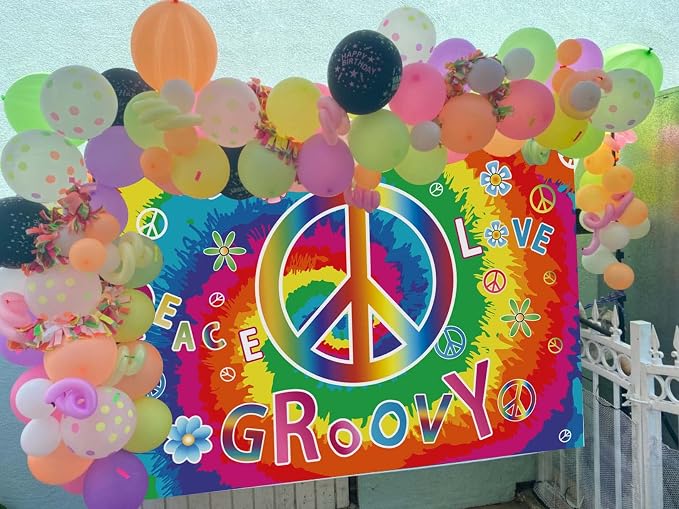 60's Hippie Party Decoration Banner, Large Groovy Theme Party Decoration - Image 3