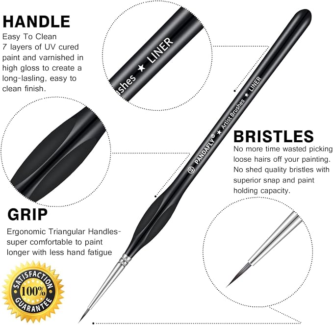 PANDAFLY Miniature Paint Brushes Drybrush Set, 12 Sizes Miniature Brushes - Image 2