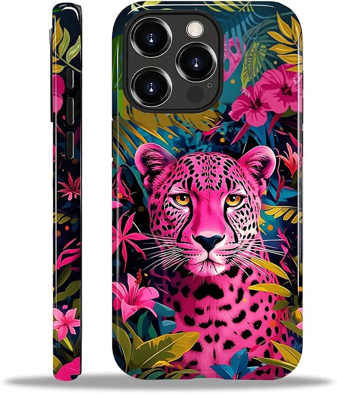 ZHEGAILIAN Case for iPhone 13 Pro, Panther Leopard Flower Durable Shockproof by Home