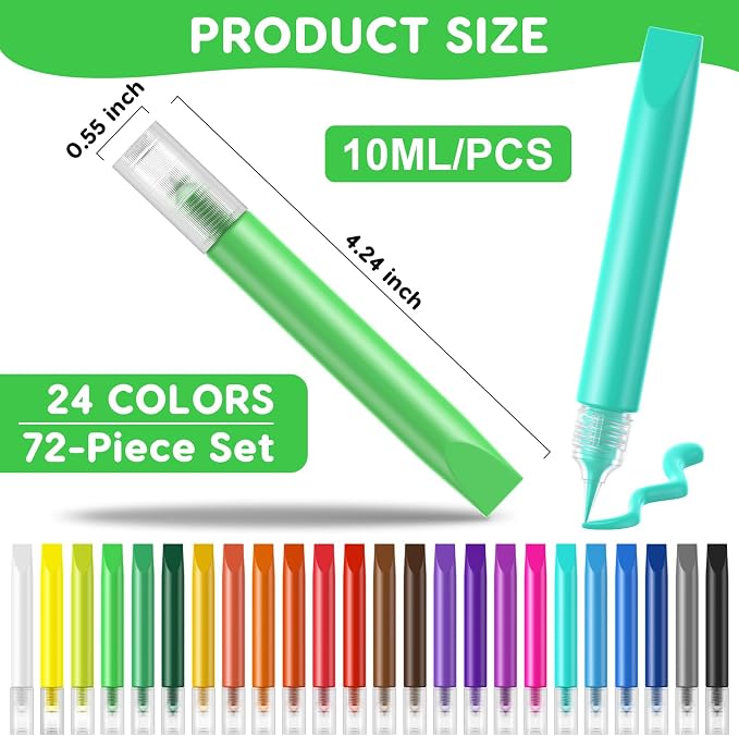 72 Pcs Suncatcher Paint Pens, Stained Glass Sun Catcher Pens 24 Colors 10ML Each - Image 2
