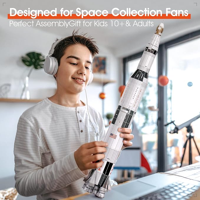 CubicFun NASA Apollo Saturn V 3D Rocket Puzzle Kit, 136 Pieces, Ages 8+ - Image 4