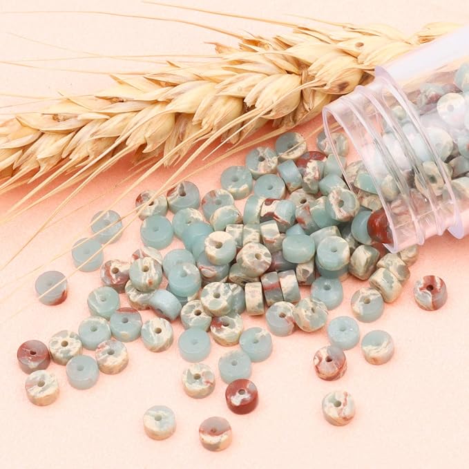Natural Stone Heishi Beads for Necklace Making, 4 mm x 2 mm Small Flat Round - Image 7