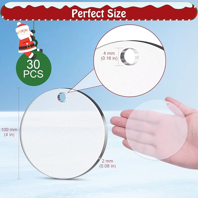 4 Inch Acrylic Ornaments Blanks, Christmas Decor, Keychain Engraving, and DIY - Image 6