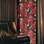 Modern Gold Red Rose Flowers Stained Glass Window Films Decorative Double-Side - Image 2