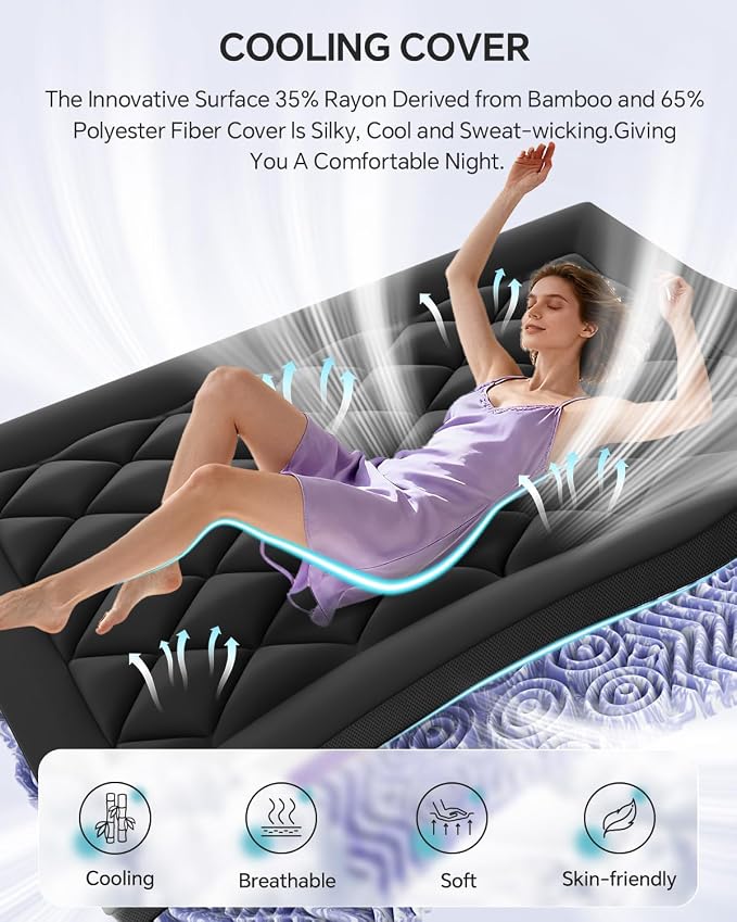 ChiXpace Dual Layer 4 Inch Memory Foam Mattress Topper Twin XL - Image 5