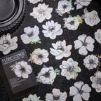 120pcs White Flower Scrapbook Stickers Pack, Vintage Roses Lilies Daisies - Image 2