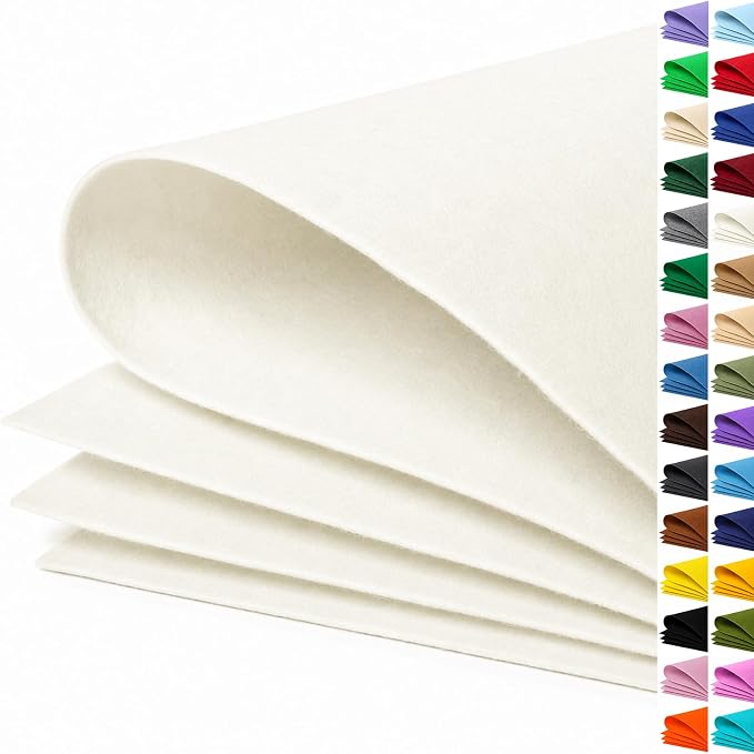 White Large Felt Fabric 36" x 36", 1mm Stiff Felt Sheet, Nonwoven Fabric by ZANEXIR