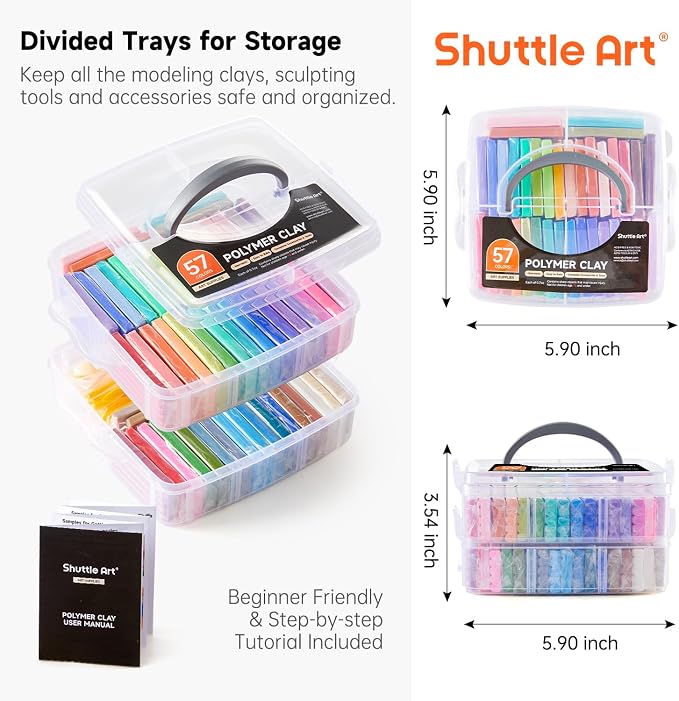 Shuttle Art Polymer Clay Kit, 57 Colors Oven Bake Clay - Image 9