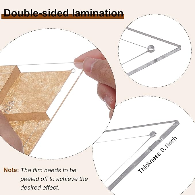 BENECREAT 6Pcs Free Motion Triangle Quilting Template Set, Acrylic Transparent - Image 4