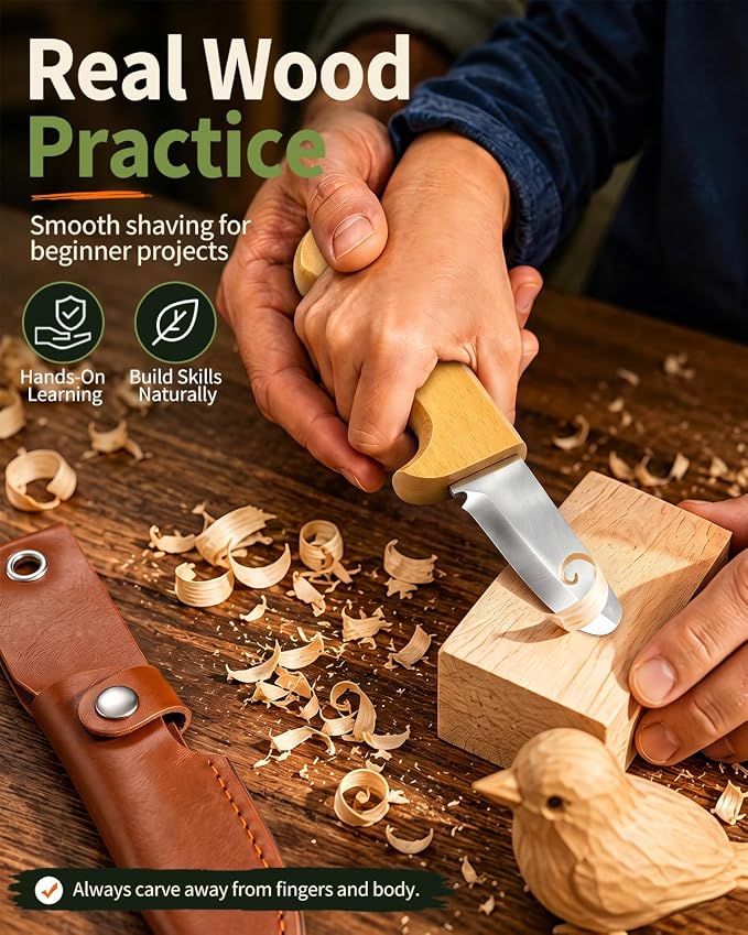 Whittling Knife for Kids, Safe Beginner Rounded Tip Wood Carving Knife for Boys - Image 4