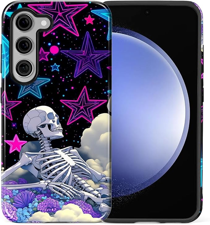 for Samsung Galaxy S23 Plus Case, Skull Star Collage Pattern Glossy 2 in 1 - Image 2