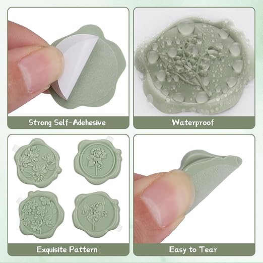 60Pcs Wax Seal Stickers, Wedding Invitation Envelope Seal Stickers Adhesive - Image 3