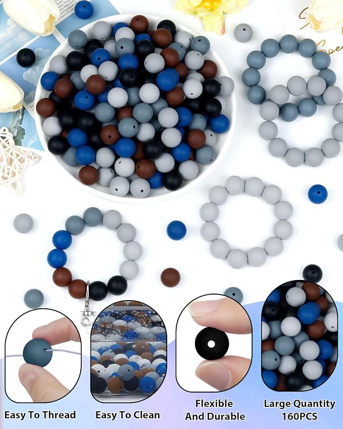 160PCS FIVEIZERO 12mm Silicone Beads - Image 3
