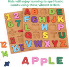 Alphabet Wooden Puzzles for Toddlers 3-5, Number and Shape Puzzle, Preschool - Image 4