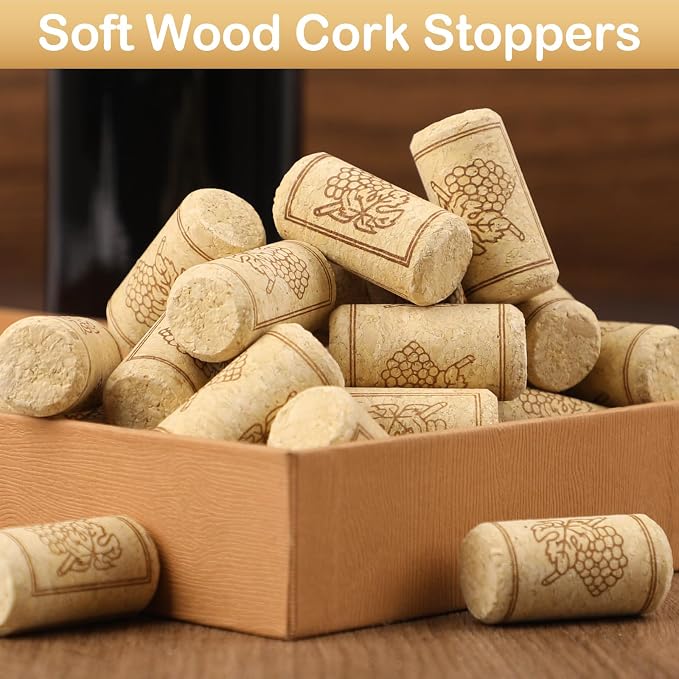 35 Pack Straight Wine Corks, #8 Soft Wood Cork Stoppers, 7/8" x 1 3/4" Corks - Image 6