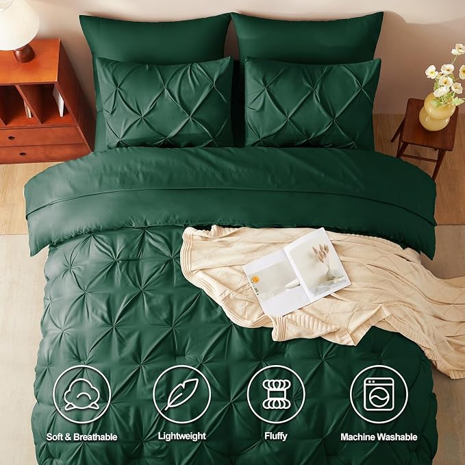 CozyLux California King Comforter Set Emerald Green - Image 2
