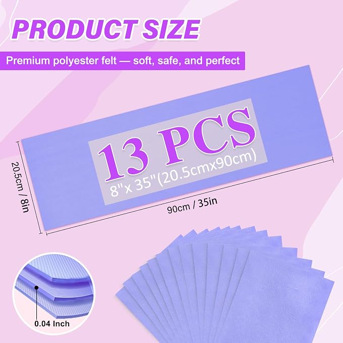 XSEINO 13 Rolls Lavender Felt Fabric, Lavender Series Colors Soft Nonwoven - Image 2