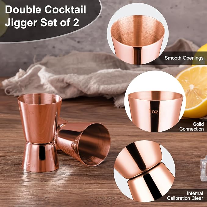 Briout Jigger for Bartending, Flat Edge Rose Gold - Image 2