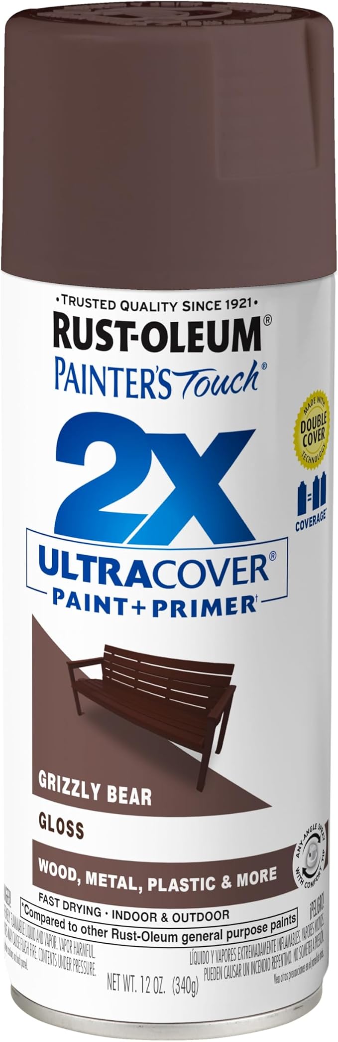 Rust-Oleum 389911- Painter's Touch 2X Ultra Cover Spray Paint, 12 oz, Grizzly by Rust-Oleum