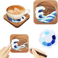Wooden Coasters Craft Kits – Filigree Enamels Painting DIY Coasters Art by Blauwhim