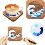 Wooden Coasters Craft Kits – Filigree Enamels Painting DIY Coasters Art by Blauwhim