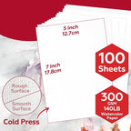 100 Sheets Watercolor Paper Bulk，5 x 7 Inch Cold Press 140 lb/300 GSM Water - Image 4