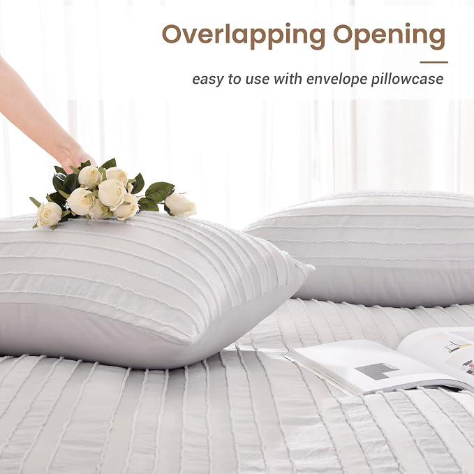 NEXHOME PRO Twin Duvet Cover, Light Grey 2 Pieces Boho Tufted Duvet Cover Set - Image 5