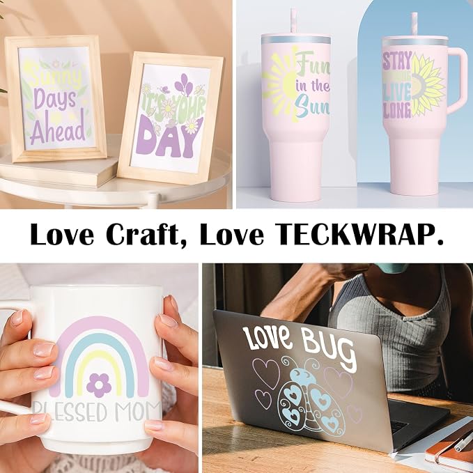 TECKWRAP 001 Matte Pastel Permanent Vinyl, 10 Boho Vinyl Adhesive Indoor & - Image 6