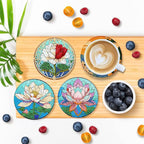 EWJRNSF 6 PCS Flowers Diamond Art Coasters DIY Kit - Image 4