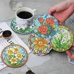ijbnhd 8 PCS Flowers Diamond Art Coasters | Diamond Painting Coasters Kits - Image 6