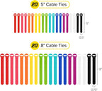 Self-Gripping Cable Ties by Wrap-It Storage, 40 Pack – Reusable Hook and Loop - Image 4