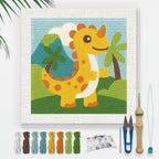 DOODLREAM Cartoon Dinosaur DIY Punch Needle Embroidery Kit by Doodlream