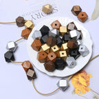 20mm Geometric Wooden Beads Variety Pack Painted Wood Beads Polygon Wooden - Image 2