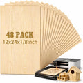 Juexica 48 Pcs 12" X 24"x 1/8" Basswood Craft Sheets 3mm Plywood Board Wood by Juexica