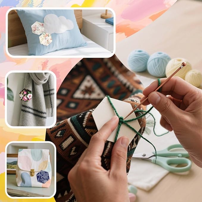 480 PCS 1.5" Piecing Paper for Quilting, Hexagon Quilting Templates | for DIY - Image 7